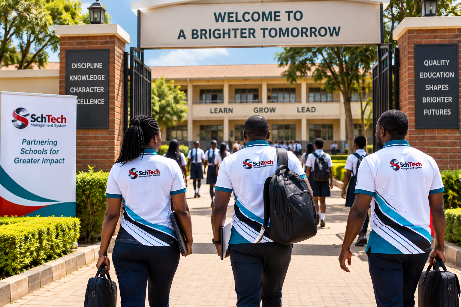 SchTech team arriving at school